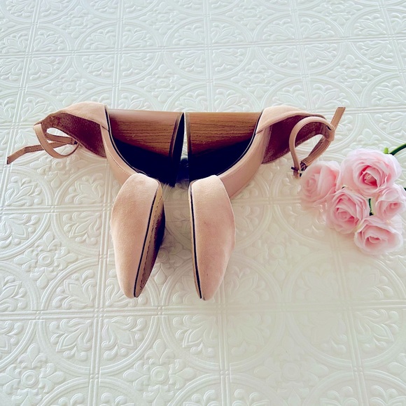 Vince Camuto Rose Blush Pink Nude Suede Pumps with Wood Block Heel Size 10 - Picture 3 of 6